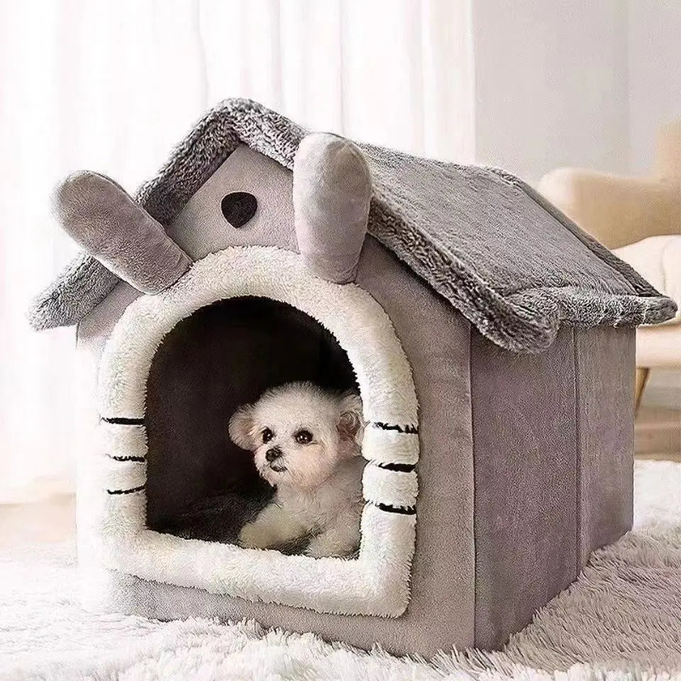 ThePetzStore™ Cozy Cave Retreat – 2-in-1 Pet House & Bed